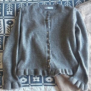 Zara Gray Button-Up Cardigan
